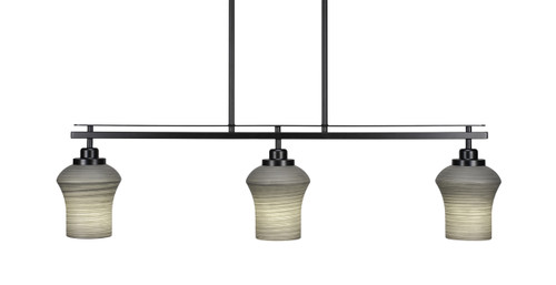 Odyssey 3 Island Light Shown In Matte Black Finish With 5.5" Zilo Gray Linen Glass (2636-MB-682)