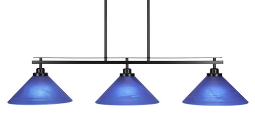 Odyssey 3 Island Light Shown In Matte Black Finish With 12" Blue Italian Glass (2636-MB-4152)