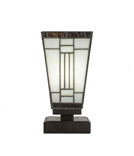 Luna Accent Table Lamp Shown In Dark Granite Finish With 5" Square Santa Fe Art Glass (52-DG-9544)