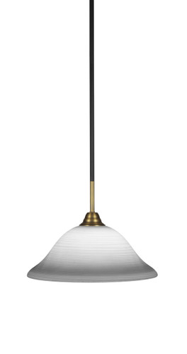 Paramount 1 Light Mini Pendant In Matte Black And Brass Finish With 12" White Linen Glass (3401-MBBR-614)