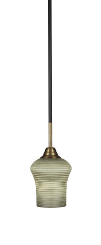 Paramount 1 Light Mini Pendant In Matte Black And Brass Finish With 5.5" Zilo Gray Linen Glass (3401-MBBR-682)