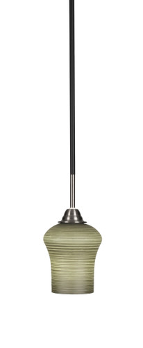 Paramount 1 Light Mini Pendant In Matte Black And Brushed Nickel Finish With 5.5" Zilo Gray Linen Glass (3401-MBBN-682)
