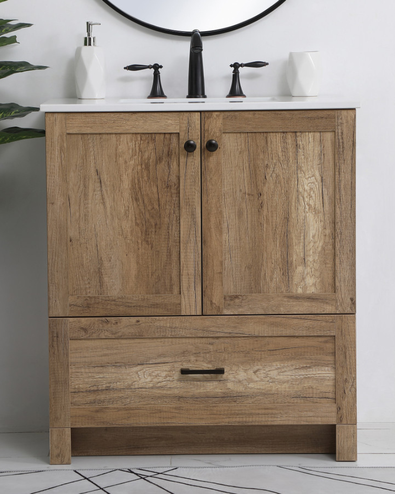 Soma 30 Inch Single Bathroom Vanity In Natural Oak (VF2830NT) by Elegant Lighting & Furniture