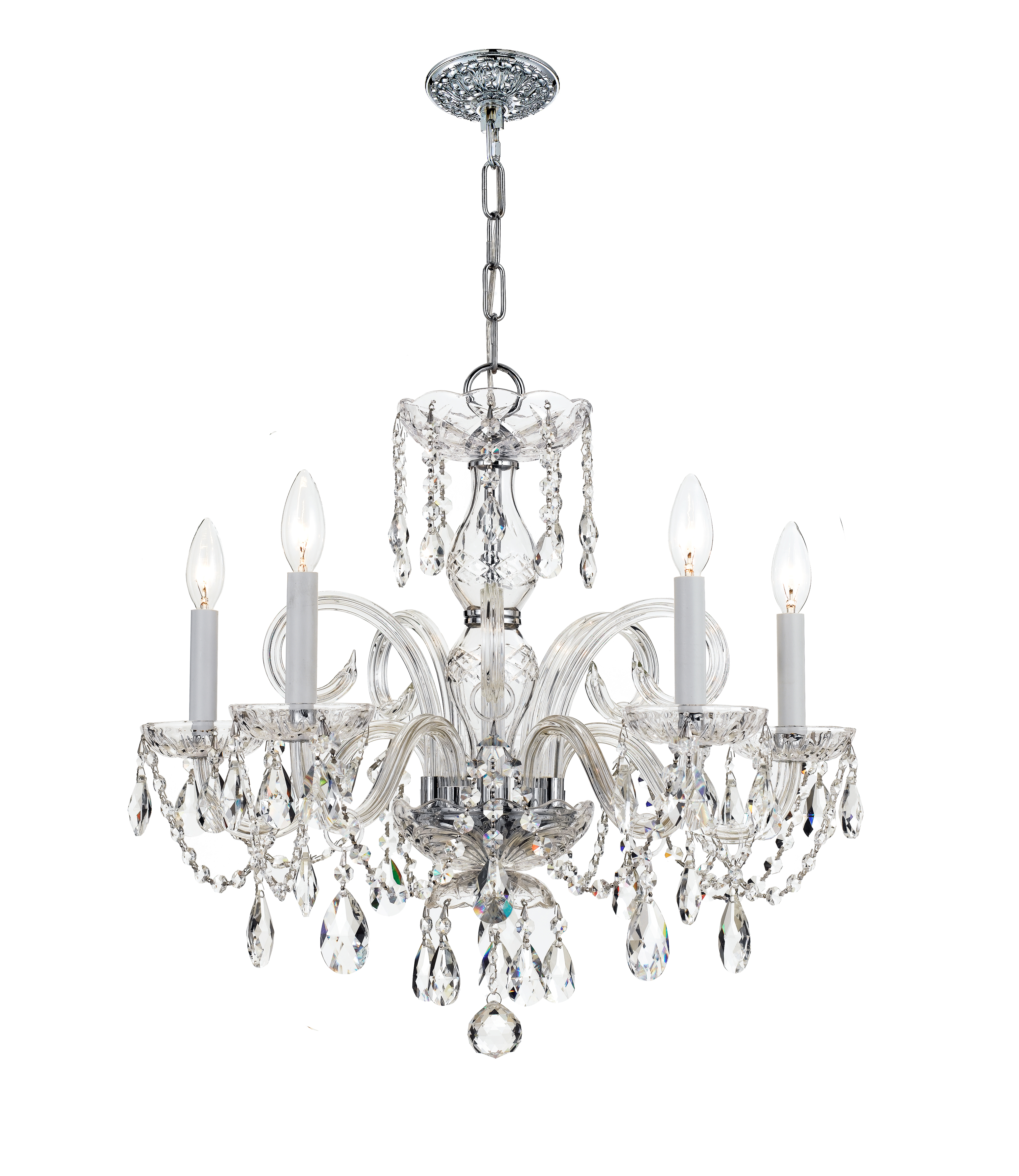 Traditional Crystal 5 Light Polished Chrome Chandelier (1005
