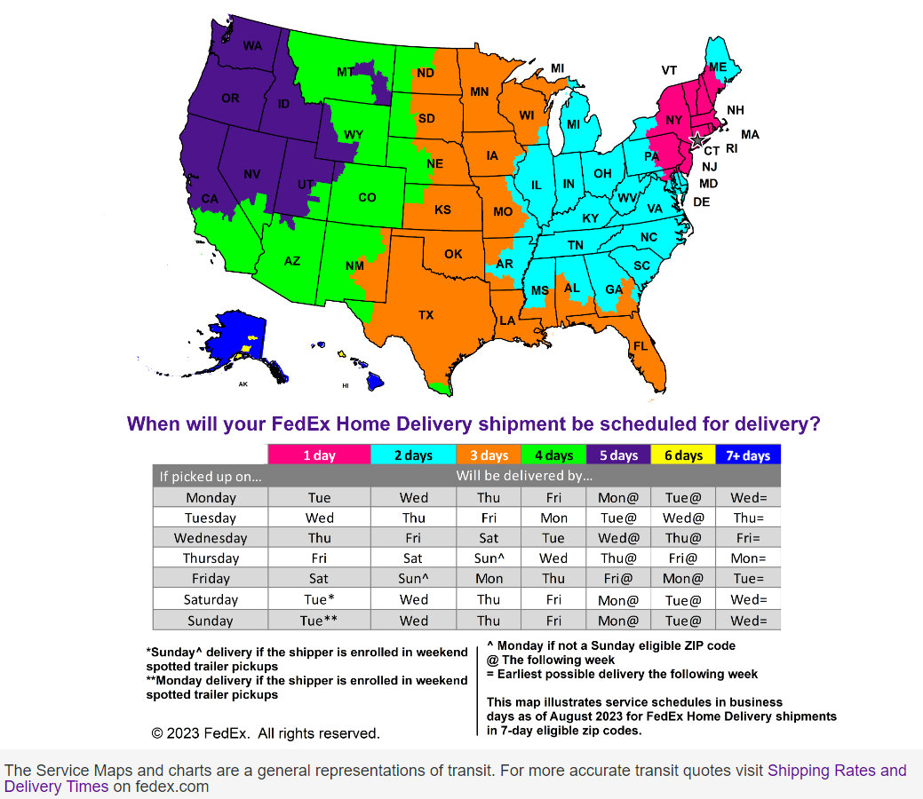 FedEx Delivery Map - Innovations Lighting Warehouse 2023-10
