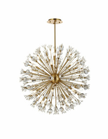 Vera 38 Inch Crystal Starburst Round Pendant In Gold (2500D38SG)