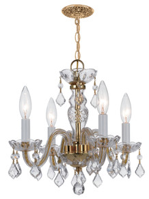 Traditional Crystal 4 Light Brass Mini Chandelier (1064-PB-CL-MWP) Traditional Crystal 4 Light Brass Mini Chandelier (1064-PB-CL-MWP)