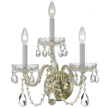 Traditional Crystal 3 Light Polished Brass Sconce (1033-PB-CL-SAQ) Traditional Crystal 3 Light Polished Brass Sconce (1033-PB-CL-SAQ)