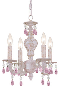 Paris Market 4 Light Rose Crystal Antique White Mini Chandelier (5024-AW-RO-MWP) Paris Market 4 Light Rose Crystal Antique White Mini Chandelier (5024-AW-RO-MWP)