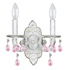 Paris Market 2 Light Rose Crystal Antique White Sconce (5022-AW-RO-MWP) Paris Market 2 Light Rose Crystal Antique White Sconce (5022-AW-RO-MWP)