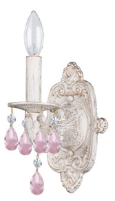 Paris Market 1 Light Rose Crystal Antique White Sconce (5021-AW-RO-MWP) Paris Market 1 Light Rose Crystal Antique White Sconce (5021-AW-RO-MWP)