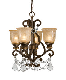 Norwalk 4 Light Bronze Mini Chandelier (7504-BU-CL-SAQ) Norwalk 4 Light Bronze Mini Chandelier (7504-BU-CL-SAQ)