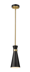 Soriano 1 Light Mini Pendant in Matte Black + Heritage Brass (728MP-MB-HBR)