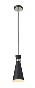 Soriano 1 Light Mini Pendant in Matte Black + Brushed Nickel (728MP-MB-BN)