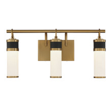 Abel 3-Light LED Bathroom Vanity Light in Matte Black with Warm Brass Accents (8-1638-3-143)