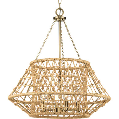 Laila Collection Four-Light Vintage Brass Coastal Chandelier with