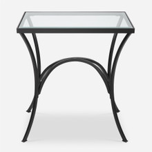 Alayna Black Metal & Glass End Table (22911)