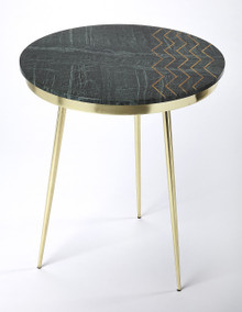 Hollings Green Marble & Brass Accent Table (5402025)