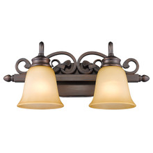 Belle 2 Light Vanity In Rubbed Bronze With Tea Stone Glass (4074-2 RBZ)