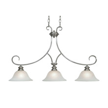 Lancaster 3 Light Linear Pendant In Pewter With Marbled Glass (6005-10 PW)