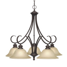Lancaster 5 Light Chandelier, Rubbed Bronze, Antique Marbled Glass (6005-D5 RBZ)