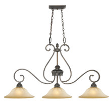 Mayfair 3 Light Linear Pendant, Leather Crackle, CrEme Brulee Glass (7116-10 LC)