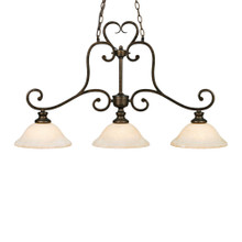 Heartwood 3 Light Linear Pendant, Burnt Sienna W/ Tea Stone Glass (8063-10 BUS)