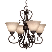 Homestead 4 Lt Mini Chandelier In Bronze With Tea Stone Glass (8606-GM4 RBZ-TEA)