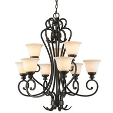 Torbellino 9 Light Chandelier In Cordoban Bronze W/ Remolino Glass (8106-9 CDB)