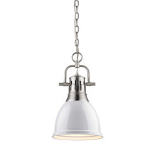Duncan 1 Light Mini Pendant In Pewter With White Steel Shade(s) (3602-S PW-WH)