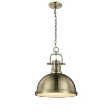 Duncan 1 Light Pendant In Aged Brass With Matching Steel Shade(s) (3602-L AB-AB)
