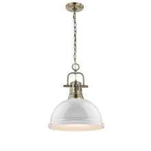 Duncan 1 Light Pendant In Aged Brass With White Steel Shade(s) (3602-L AB-WH)