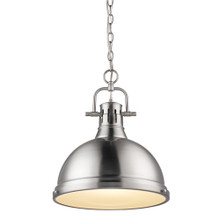 Duncan 1 Light Pendant In Pewter With Matching Steel Shade(s) (3602-L PW-PW)