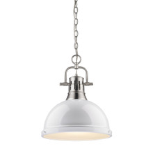 Duncan 1 Light Pendant In Pewter With White Steel Shade(s) (3602-L PW-WH)