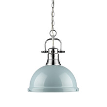 Duncan 1 Light Pendant In Chrome With Seafoam Steel Shade(s) (3602-L CH-SF)