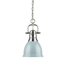 Duncan 1 Light Mini Pendant In Chrome With Seafoam Steel Shade(s) (3602-S CH-SF)