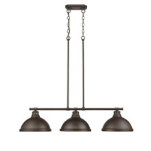 Duncan 3 Light Linear Pendant in Rubbed Bronze with Rubbed Bronze Shades (3602-3LP RBZ-RBZ)
