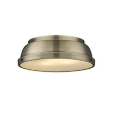 Duncan 2 Light Flush Mount In Aged Brass With Matching Shade(s) (3602-14 AB-AB)