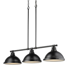 Duncan 3 Light Linear Pendant in Black with a Matte Black Shades (3602-3LP BLK-BLK)