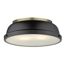 Duncan 2 Light Flush Mount, Aged Brass W/ Matte Black Shade(s) (3602-14 AB-BLK)
