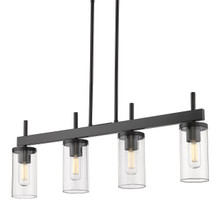 Winslett Linear Pendant in Matte Black with Ribbed Clear Glass Shades (7011-LP BLK-CLR)