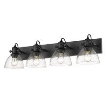 Hines 4 Light Vanity In Matte Black With Seeded Glass (3118-BA4 BLK-SD)
