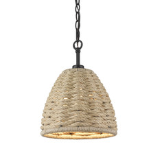 Hathaway 1 Light Pendant, Matte Black W/ Woven Hemp Rope Shade(s) (1073-M1L BLK)