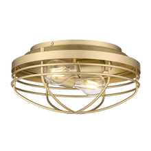 Seaport 2 Light Flush Mount, Champagne Bronze, Matching Metal Cage (9808-FM BCB)