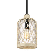 Nassau Mini Pendant in Matte Black with Hammered Clear Glass (1090-M1L BLK-HCG)