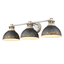 Kinsley 3 Lt Vanity, Aged Galvanized, Antiq Black Iron Shades (0865-BA3 AGV-ABI)