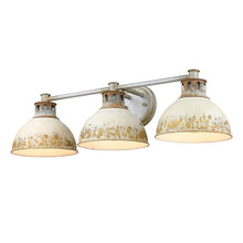 Kinsley 3 Lt Vanity In Aged Galvanized, Antique Ivory Shades (0865-BA3 AGV-AI)