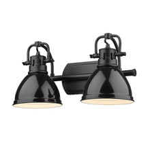 Duncan 2 Light Vanity In Matte Black With Black Steel Shade(s) (3602-BA2 BLK-BK)
