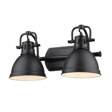 Duncan 2 Light Vanity In Matte Black With Matching Shade(s) (3602-BA2 BLK-BLK)