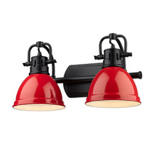 Duncan 2 Light Vanity In Matte Black With Red Steel Shade(s) (3602-BA2 BLK-RD)